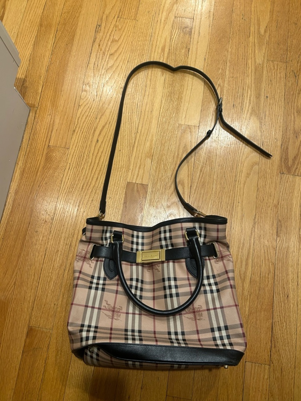 Burberry Haymarket Check Coated Canvas Crossbody Bag Purse - Picture 2 of 11